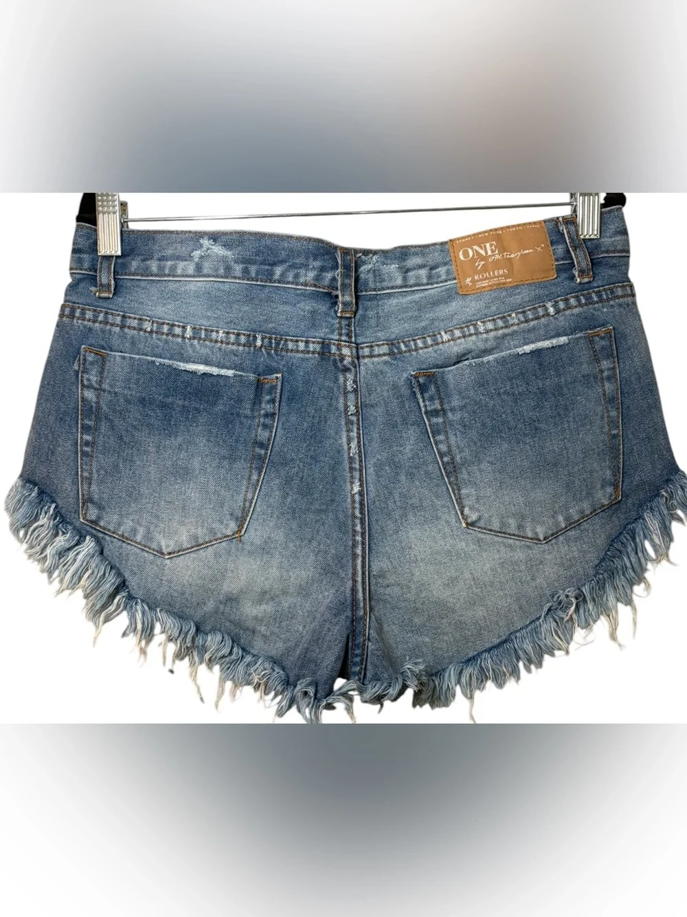 One Teaspoon Rollers Shred Cut-Off Denim Jean Shorts Sz 28 Distressed Button-Fly